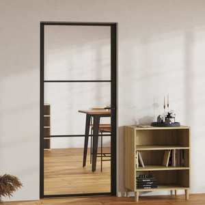 vidaXL Ușă de interior, negru, 93x201, 5 cm, sticlă ESG și aluminiu imagine