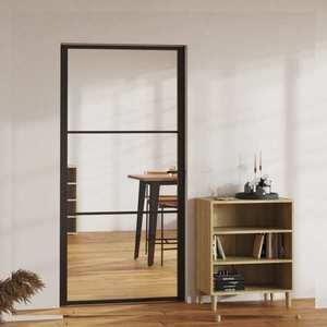 vidaXL Ușă de interior, negru, 102, 5x201, 5 cm, sticlă ESG și aluminiu imagine