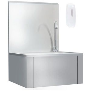 vidaXL Chiuvetă spălat mâini cu robinet dozator săpun, oțel inoxidabil imagine