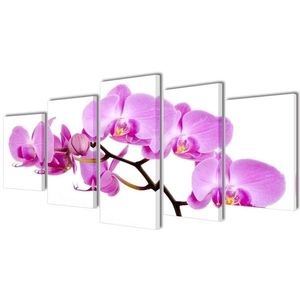 Set tablouri pânză, imprimeu orhidee, 200 x 100 cm imagine