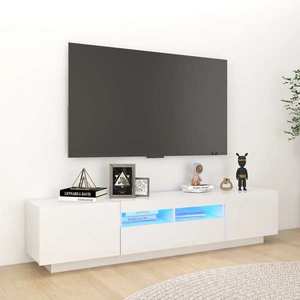 vidaXL Comodă TV cu lumini LED, alb extra lucios, 180x35x40 cm imagine