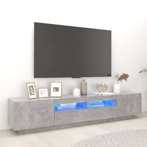 vidaXL Comodă TV cu lumini LED, gri beton, 200x35x40 cm imagine