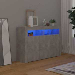 vidaXL Servantă cu lumini LED, gri beton, 115, 5x30x75 cm imagine