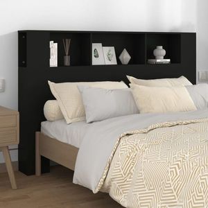 vidaXL Tăblie de pat cu dulap, negru, 160x18, 5x104, 5 cm imagine