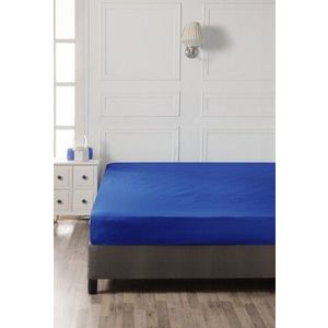 Cearceaf de pat cu elastic, 90x190 cm, 100% bumbac ranforce, Patik, Dark Blue, albastru inchis imagine