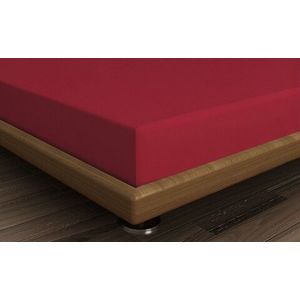 Cearceaf de pat cu elastic, 160x200 cm, 100% bumbac ranforce, Patik, Maroon, rosu inchis imagine
