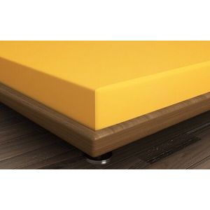 Cearceaf de pat cu elastic, 160x200 cm, 100% bumbac ranforce, Patik, Mustard, galben mustar imagine