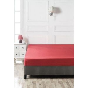 Cearceaf de pat cu elastic, 160x200 cm, 100% bumbac ranforce, Patik, Red, rosu imagine