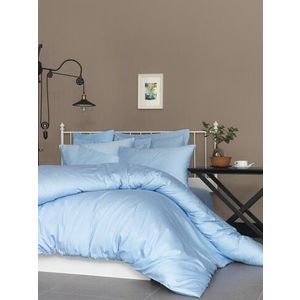 Lenjerie de pat pentru o persoana, 2 piese, 135x200 cm, 100% bumbac satinat, Patik, De Blue, albastru imagine