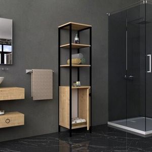 Dulap pentru baie, Puqa Design, Derin, 161, 8 x 38 x 34 cm, pal melaminat, alb imagine