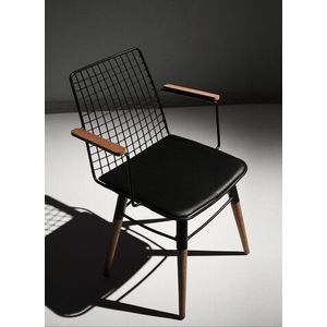 Set 2 scaune, Nmobb, Trend 961, 43 x 82 x 39 cm, metal/piele, negru/maro imagine