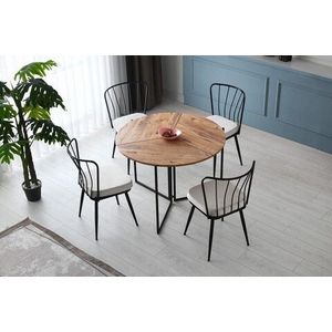 Set 4 scaune, Nmobb, Yildiz 186, 43 x 82 x 42 cm, metal/pal, negru/alb imagine