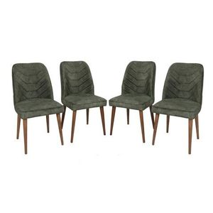 Set 4 scaune, Nmobb, Dallas 565, 50 x 90 x 49 cm, lemn/metal, maro/verde inchis imagine