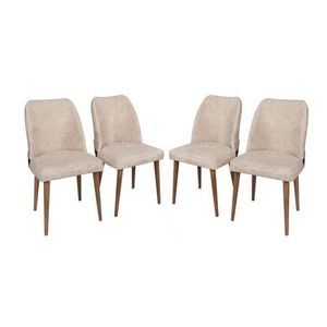 Set 4 scaune, Nmobb, Nova 761, 50 x 90 x 49 cm, metal/lemn, crem/maro imagine