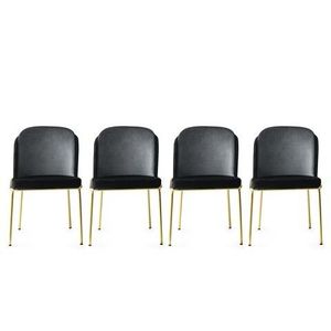 Set 4 scaune, Nmobb, Dore 101, 54 x 86 x 55 cm, metal/pal, negru/auriu imagine
