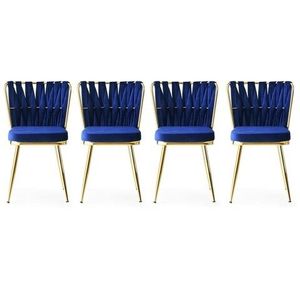 Set 4 scaune, Nmobb, Kusakli 142, 43 x 82 x 43 cm, metal/pal, auriu/bleumarin imagine