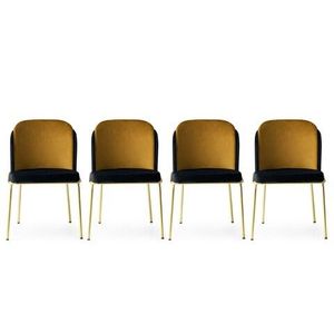 Set 4 scaune, Nmobb, Dore 102, 54 x 86 x 55 cm, metal/pal, auriu/negru imagine