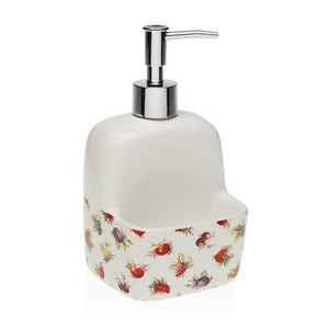 Dozator detergent lichid cu suport burete Strawberry, Versa, 10.5 x 9.4 x 17.8 cm, ceramica imagine