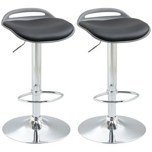 Set de 2 scaune de bar, inaltime reglabila, pivotante cu suport pentru picioare, negru argintiu 39x41x68-88cm HOMCOM | Aosom RO imagine