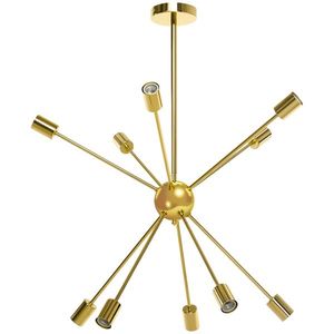 HOMCOM Lustra suspendata din metal auriu in stil Sputnik, Candelabru cu 10 lumini pentru bucatarie, sufragerie si dormitor, 65x65x78, 5cm | Aosom RO imagine