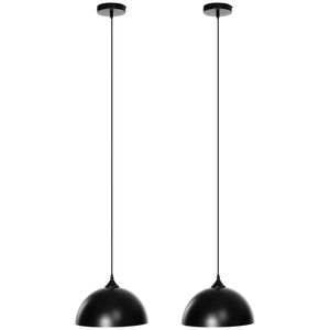 HOMCOM Lampa suspendata in stil industrial cu inaltime reglabila, set de 2 piese metalice cu suruburi incluse, Ø30x126 cm, negru | AOSOM RO imagine