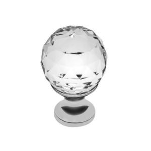 Buton pentru mobila cristal CRPA, finisaj crom lucios+cristal transparent, D: 30 mm imagine