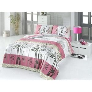 Lenjerie de pat pentru o persoana, Victoria, Pink V2, 3 piese, amestec bumbac, multicolor imagine