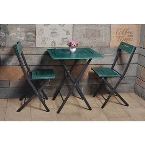 Set masa cu 2 scaune, Valovi, Bistro, mdf/metal, verde/negru imagine