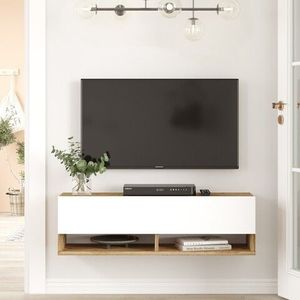 Comoda TV, Locelso, FR13, 100 x 29.1 x 31.6 cm, pal melaminat, maro/alb imagine