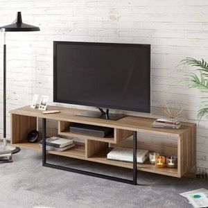 Comoda TV, Zena Home, Asal, 149.4 x 40.2 x 35.2 cm, pal melaminat, nuc/negru imagine