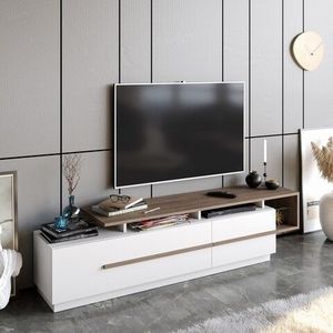 Comoda TV, Decorotika, Pia, 180 x 46.4 x 38.9 cm, pal melaminat, nuc/alb imagine