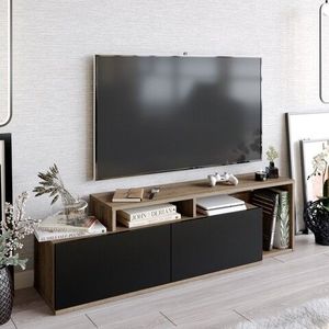 Comoda TV, Decorotika, Nexera, 149.8 x 42.9 x 35.3 cm, pal melaminat, nuc/negru imagine