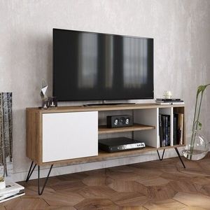 Comoda TV, Zena Home, Mistico, 140 x 58.7 x 35.5 cm, pal melaminat, nuc/negru/alb imagine