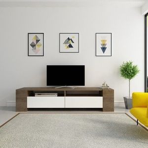 Comoda TV, Zena Home, Sosruko, 155 x 35 x 35 cm, pal melaminat, nuc/alb imagine