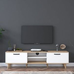 Comoda TV, Wren, A5 - 890, 180 x 48.6 x 35 cm, pal melaminat, alb/nuc imagine