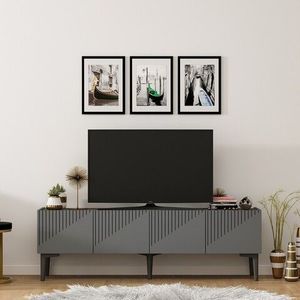 Comoda TV, Olivia, Draw, 154 x 45 x 37 cm, pal melaminat, antracit/nuc imagine
