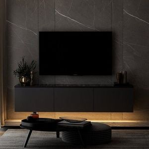 Comoda TV, Inarch, Neon Illuminated, 160 x 35 x 32 cm, pal melaminat, antracit imagine
