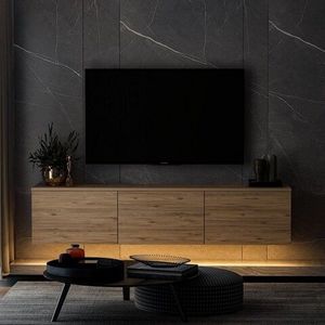 Comoda TV, Inarch, Neon Illuminated, 160 x 35 x 32 cm, pal melaminat, maro imagine