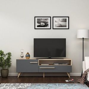 Comoda TV, Olivia, Zera, 150 x 50 x 35 cm, pal melaminat, stejar/antracit imagine