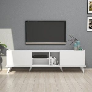 Comoda TV, Mezza, Elegante 1320, 180 x 52 x 34 cm, pal melaminat, alb imagine