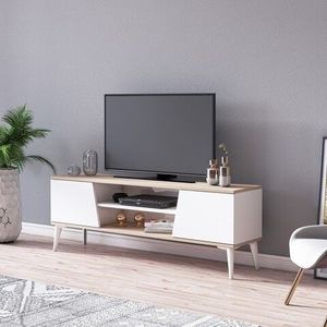 Comoda TV, Minima, Marelli, 150 x 54 x 35 cm, pal melaminat, stejar/alb imagine
