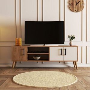 Comoda TV, Mezza, Exxen - 1584, 150 x 52 x 34 cm, pal melaminat, stejar/alb imagine
