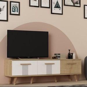 Comoda TV, Olivia, Asimo, 150 x 45 x 35 cm, pal melaminat, stejar/alb imagine