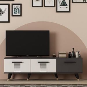 Comoda TV, Olivia, Asimo, 150 x 45 x 35 cm, pal melaminat, antracit/alb imagine