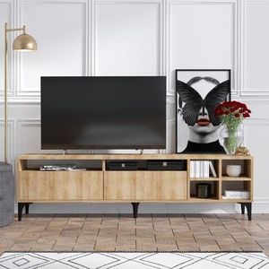 Comoda TV, Emerald, Eva, 180 x 52 x 35 cm, pal melaminat, stejar imagine