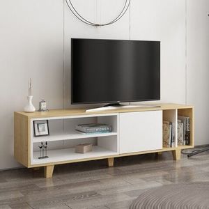 Comoda TV, Colman, Rosmar, 160 x 35 x 48.6 cm, pal melaminat, stejar/alb imagine