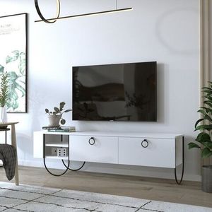 Comoda TV, Homitis, Norfolk, 150 x 44 x 36 cm, pal melaminat/metal, alb imagine