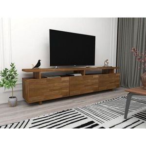 Comoda TV, Woodface, Verona, 174 x 52 x 30 cm, lemn solid de pin, maro imagine