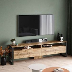 Comoda TV, Locelso, ML19 - A, 180 x 56 x 35.5 cm, pal melaminat, maro/negru imagine