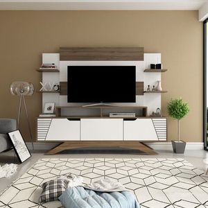 Comoda TV, Zena Home, Deparo, 180 x 29.5 x 148.6 cm, pal melaminat, nuc/alb imagine